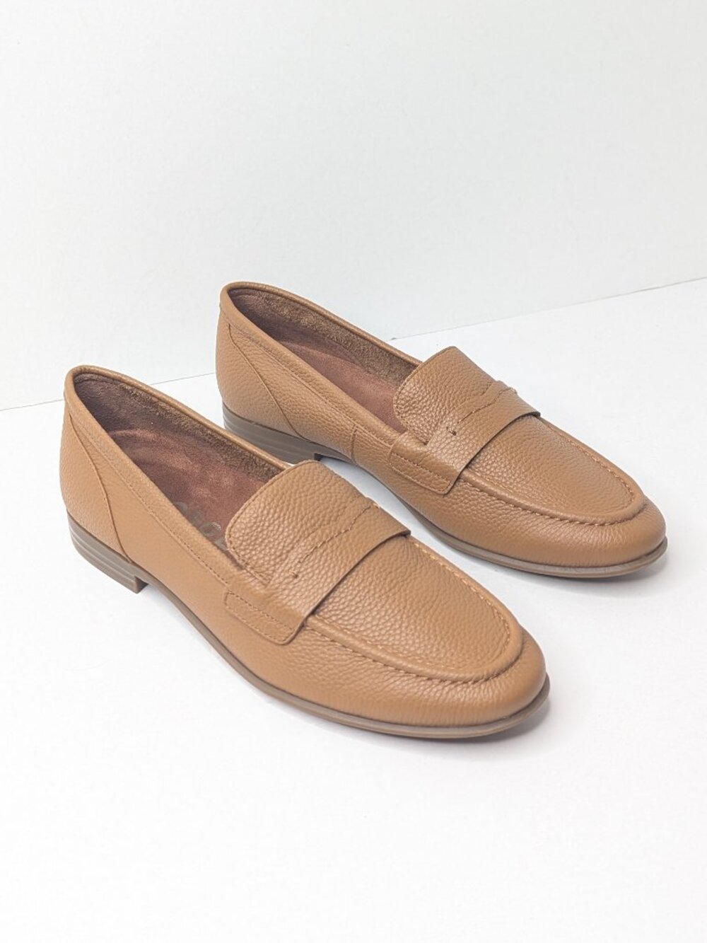 Aerosoles Winona Slip-On Loafers Tan Pebble Leather Womens 8.5